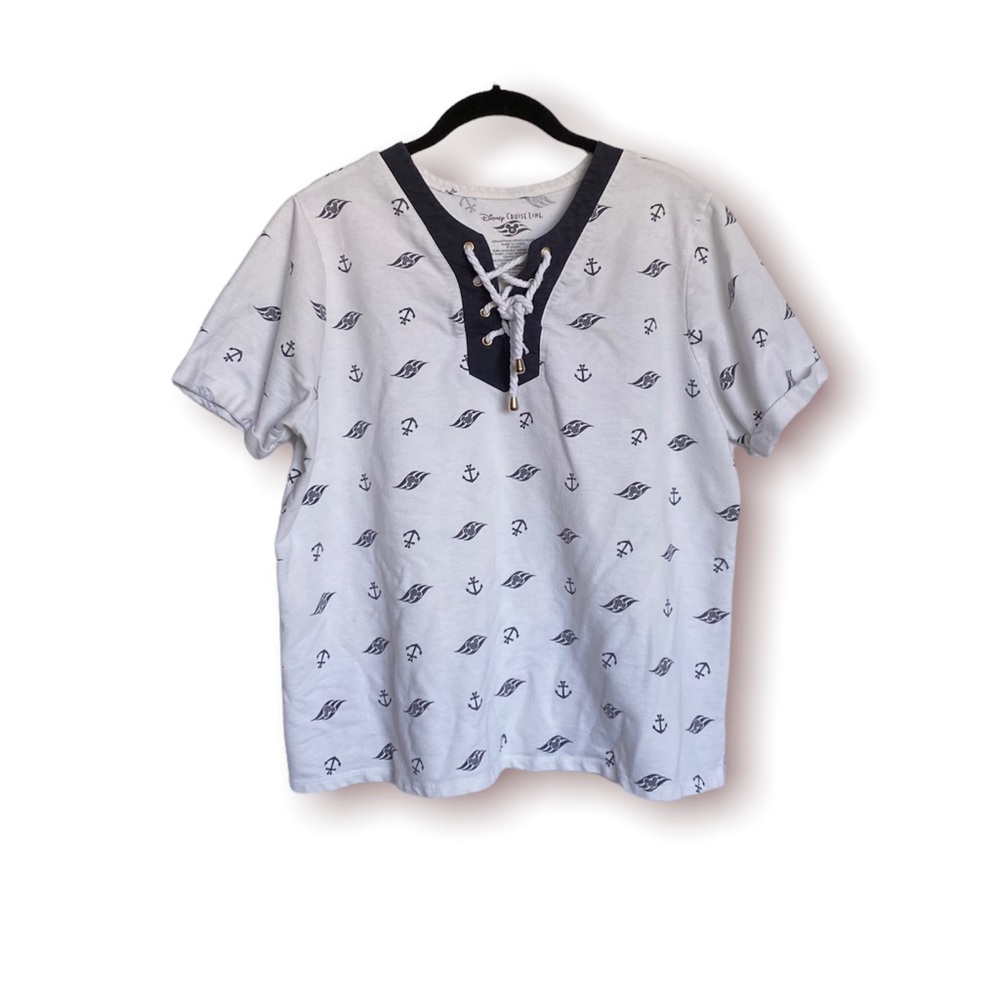 nautical Disney Cruise Line white short sleeve tee shirt - XL
